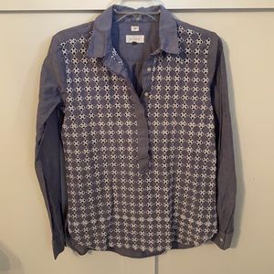 Ann Taylor LOFT The Softened Shirt Eyelet Tunic